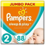 Подгузники Pampers Sleep & Play Ромашка №2 (3-6кг) 88шт.